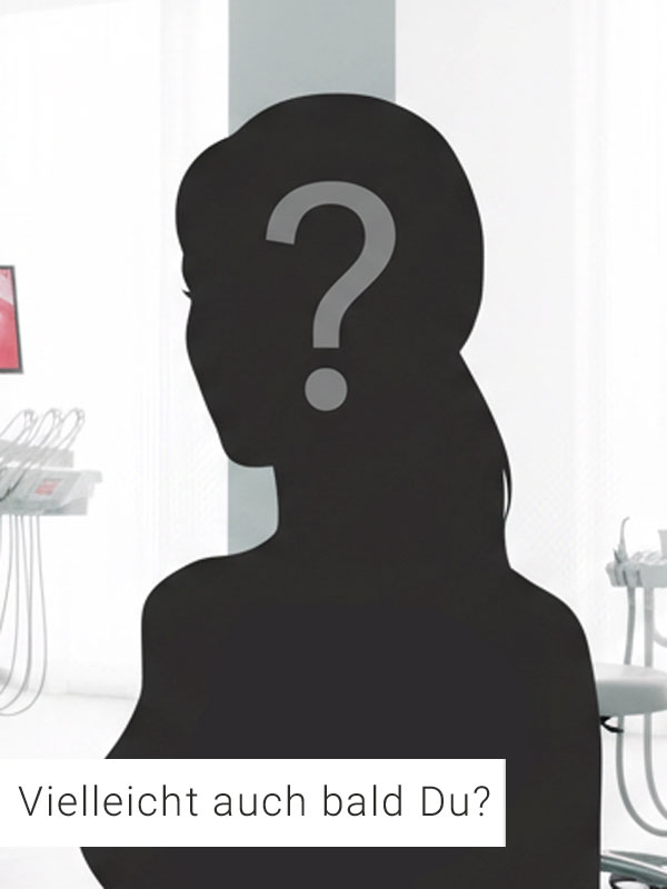 vielleicht-auch-bald-du Silhouette of a person with a large question mark on the head in a bright clinic; overlay reads 'Vielleicht auch bald Du?'